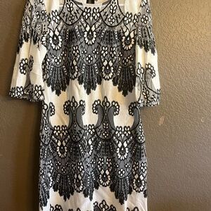 NWT Kensie Black and White Floral Lace Dress size 12